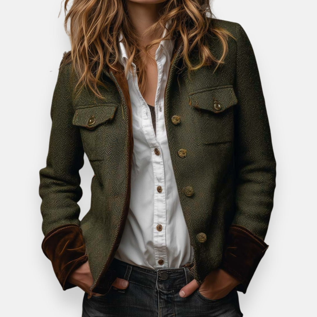 Sabine | Tweed Jacket with Velvet Trim