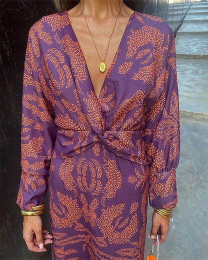 Seraphina | Draped Long Sleeve Wedding Guest Midi Dress