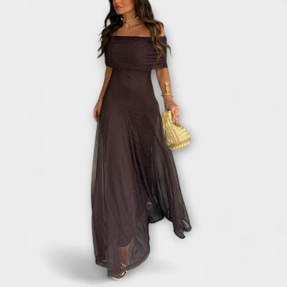 Esme | Corset Ruffle Evening Maxi Dress
