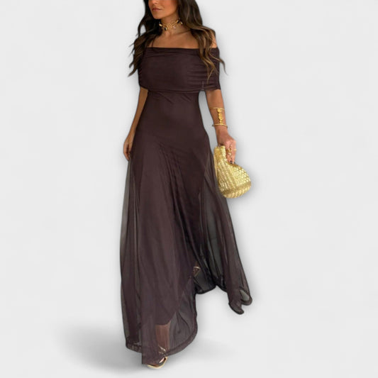Esme | Corset Ruffle Evening Maxi Dress