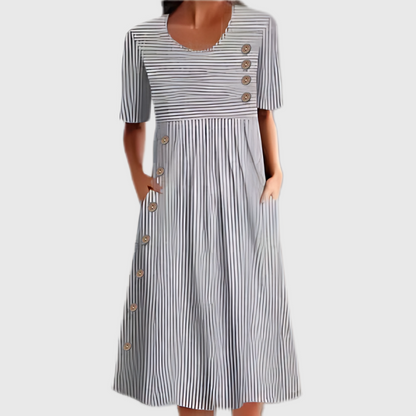 Celeste | Striped Button Front Midi Dress