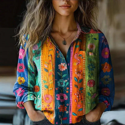 Hermine | Bohemian Print Long-Sleeve Blouse