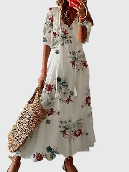 Amalia | Boho V Neck Maxi Dress