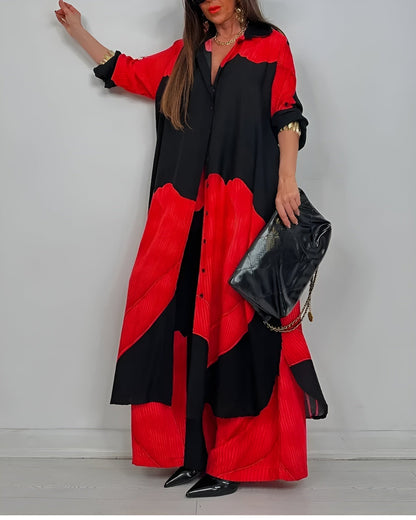 Calista | Collared Shirt & Wide-Leg Pants Set