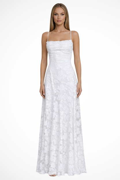 Iris | Floral Jacquard Wedding Guest Maxi Dress