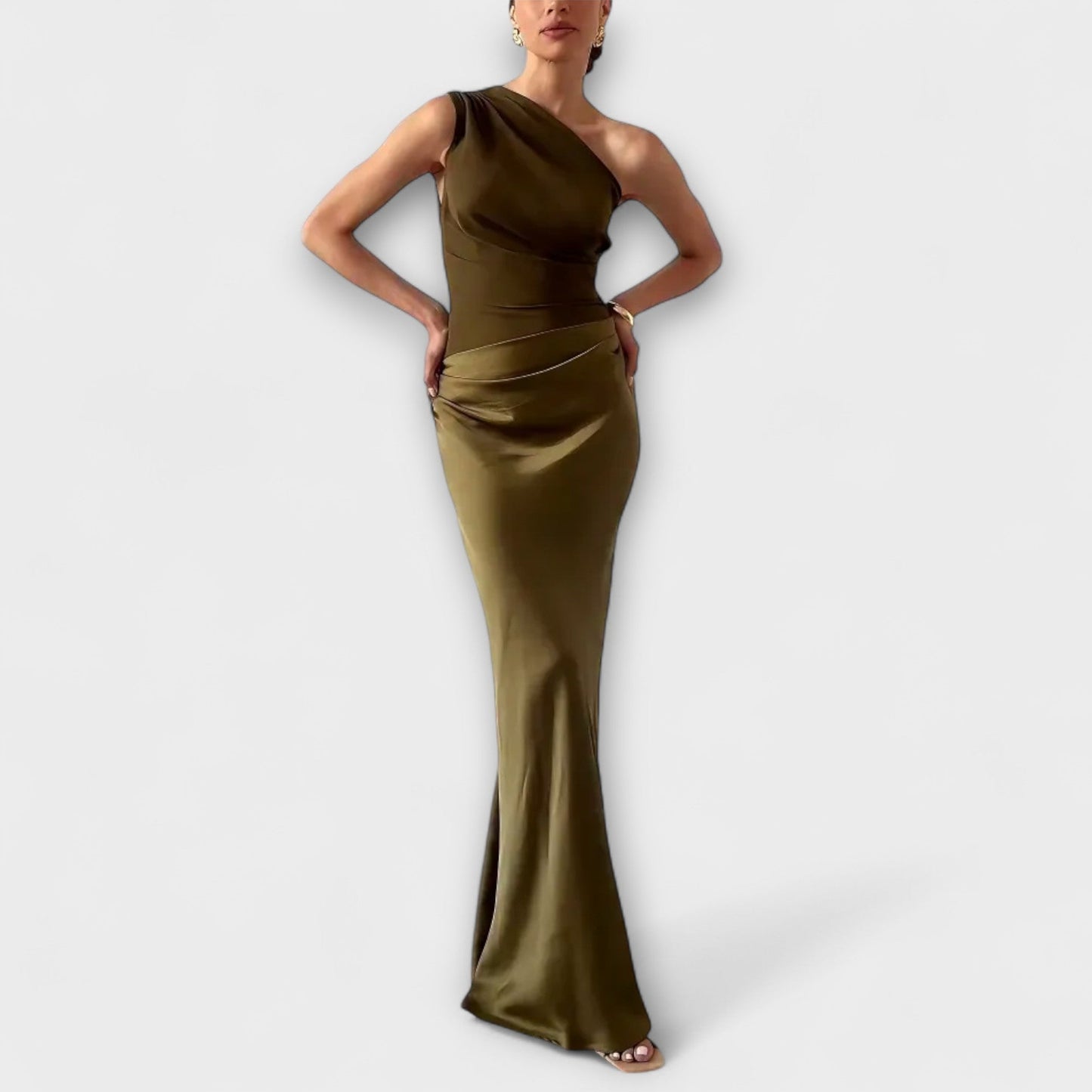 Vivienne | One Shoulder Pleated Asymmetric Prom Maxi Dress