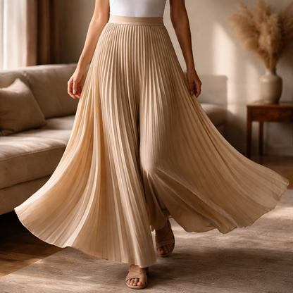 Cassia | Satin Pleated A-Line Skirt