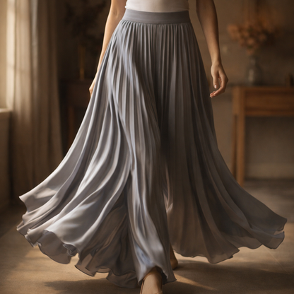Cassia | Satin Pleated A-Line Skirt