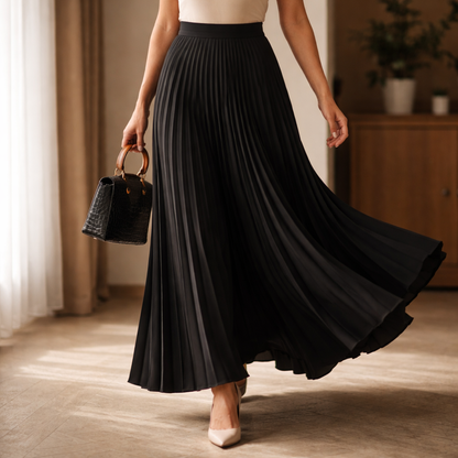 Cassia | Satin Pleated A-Line Skirt