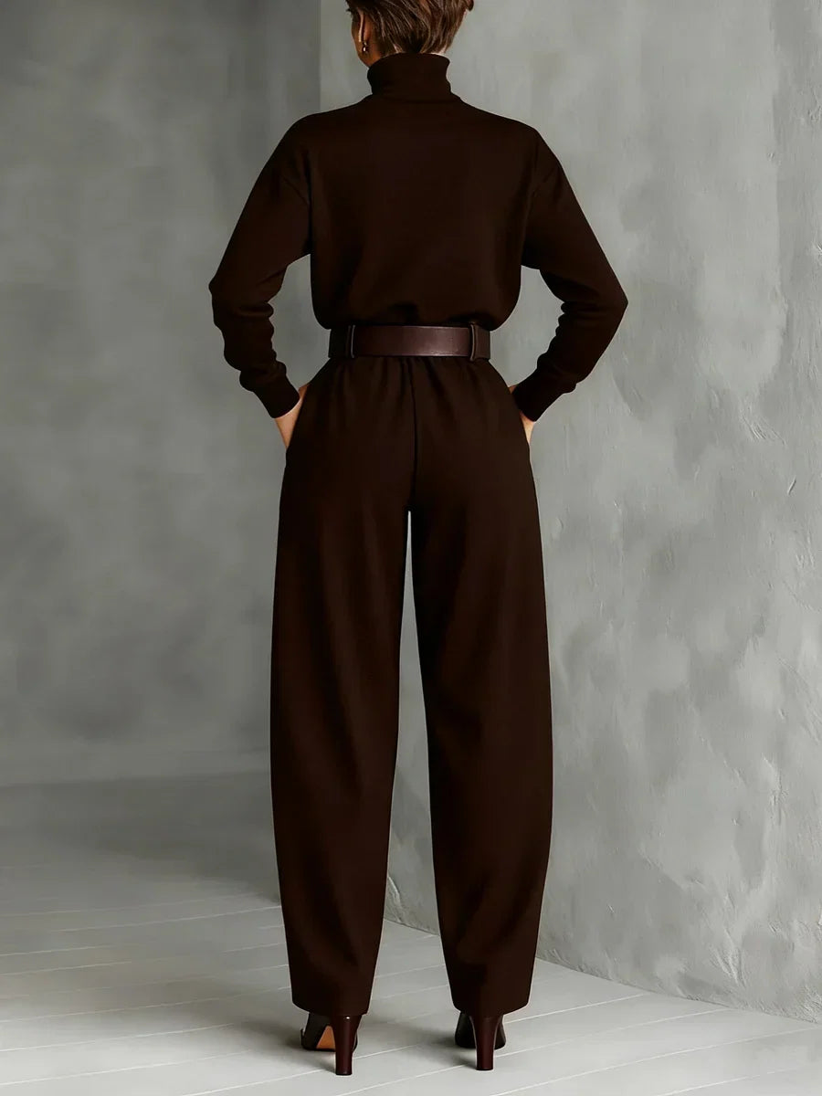 Sigrun | Turtleneck Top & Straight-Leg Trouser Set