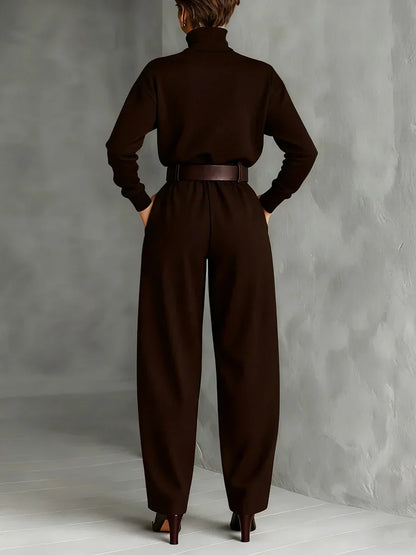 Sigrun | Turtleneck Top & Straight-Leg Trouser Set