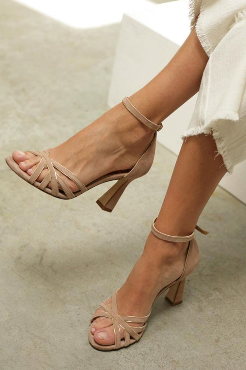 Coline | Peep-Toe Strappy Heeled Sandals