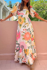 Marisol | Square Neck Floral Maxi Dress