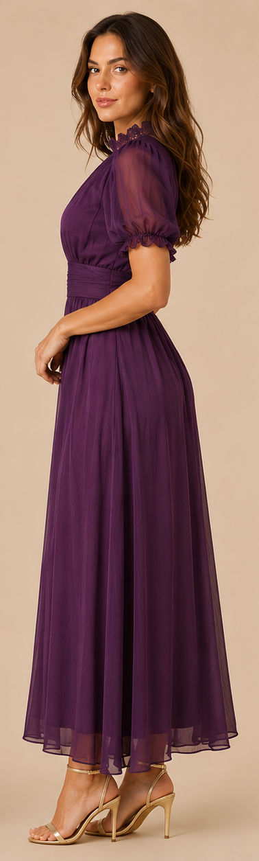 Ondine | Short Sleeve Keyhole Maxi Dress