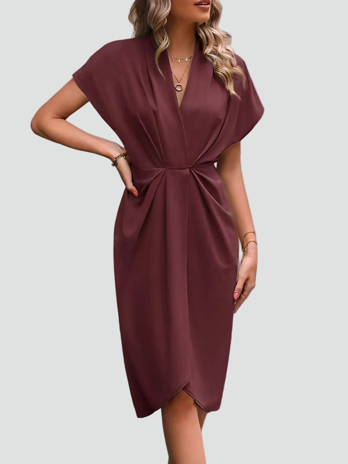 Loravelle | Wrap V-Neck Midi Cocktail Dress