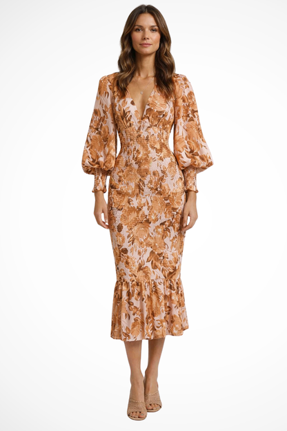 Sienna | Floral Long Sleeve Midi Dress