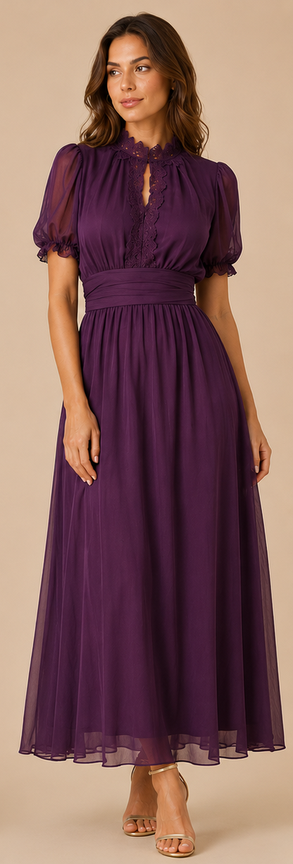Ondine | Short Sleeve Keyhole Maxi Dress