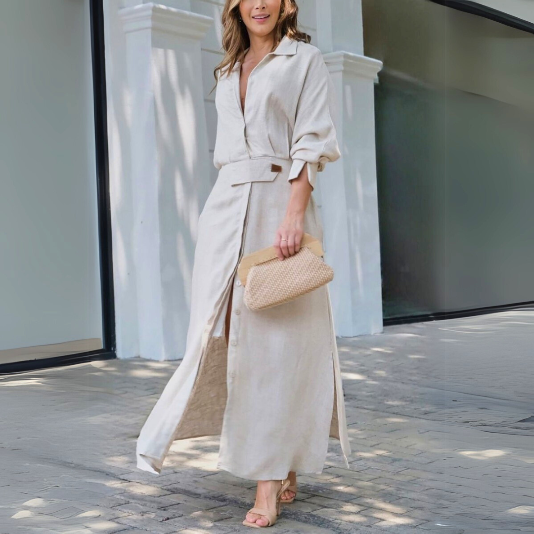 Hélène | V-Neck Wedding Guest Maxi Dress