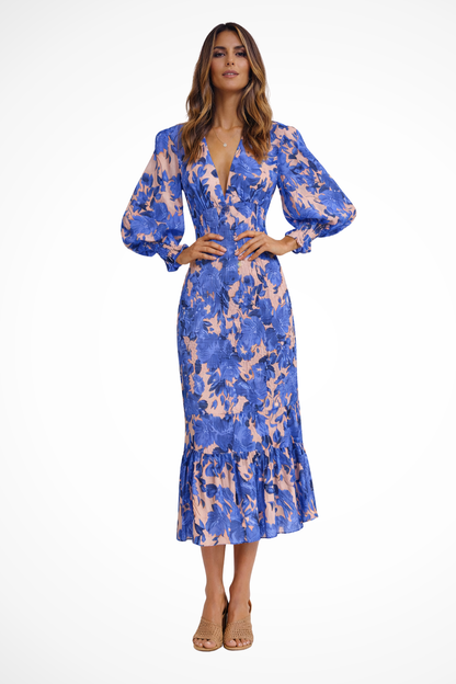 Sienna | Floral Long Sleeve Midi Dress