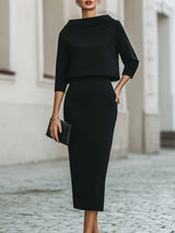 Margot | Boat Neck Top & Midi Skirt Set
