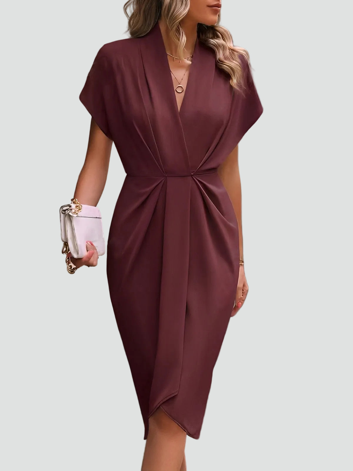 Loravelle | Wrap V-Neck Midi Cocktail Dress