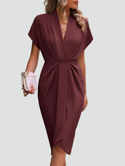Loravelle | Wrap V-Neck Midi Cocktail Dress