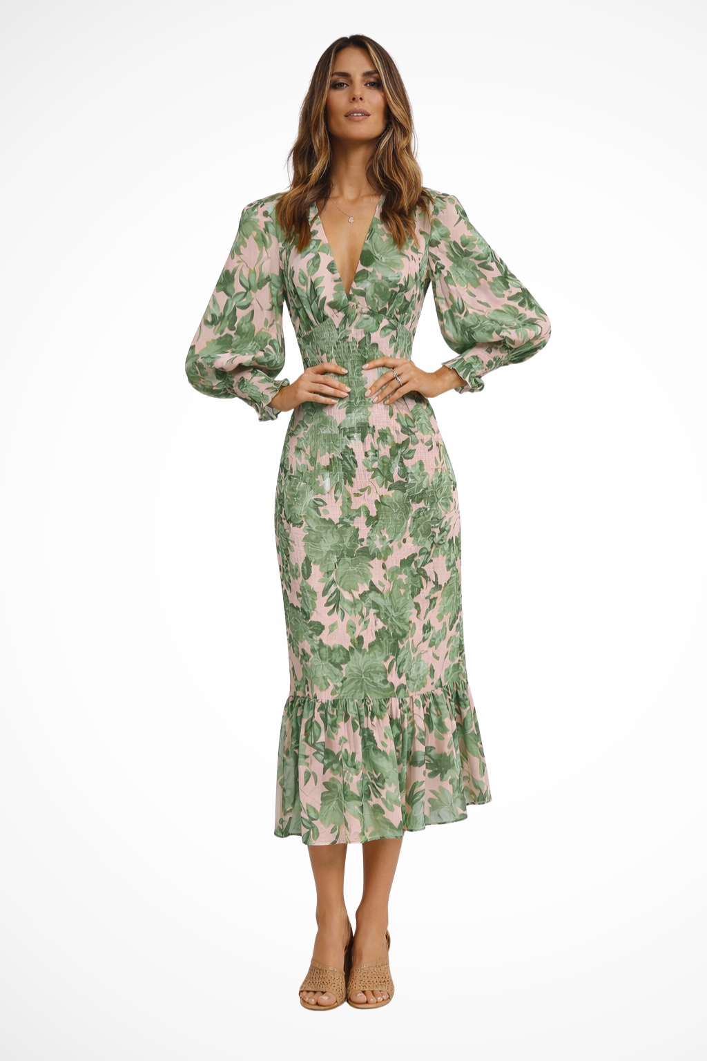 Sienna | Floral Long Sleeve Midi Dress