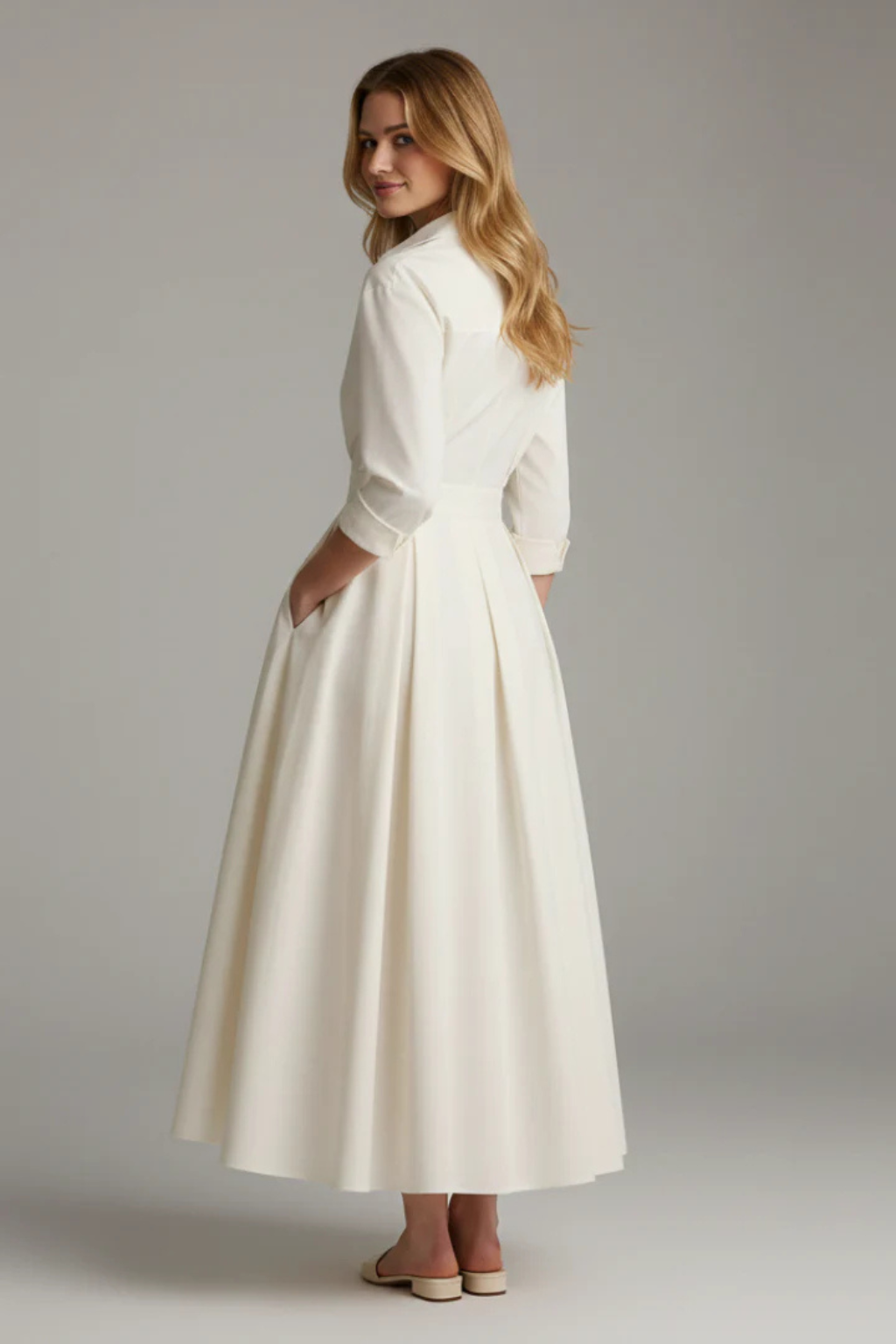 Marlowe | Button Front Pleated Midi Dress
