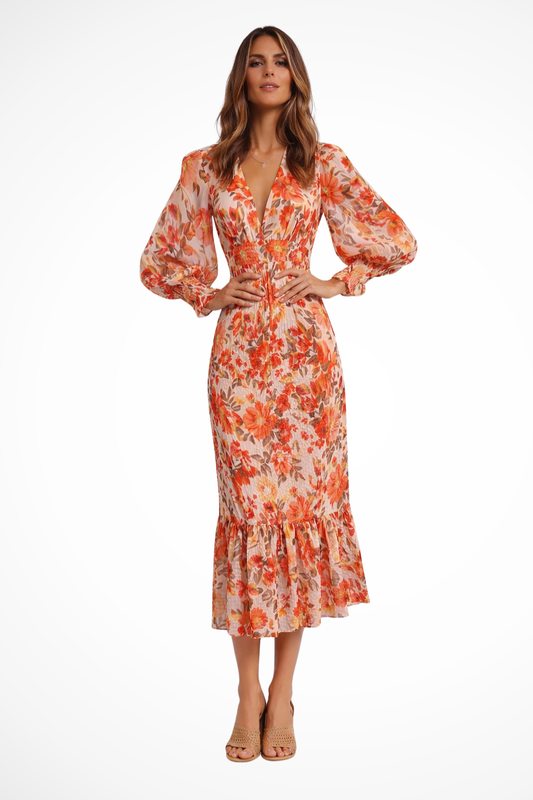 Sienna | Floral Long Sleeve Midi Dress
