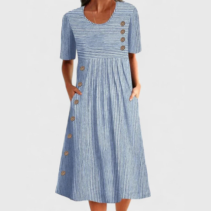 Celeste | Striped Button Front Midi Dress