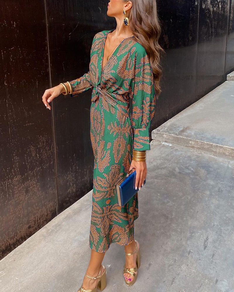 Seraphina | Draped Long Sleeve Wedding Guest Midi Dress