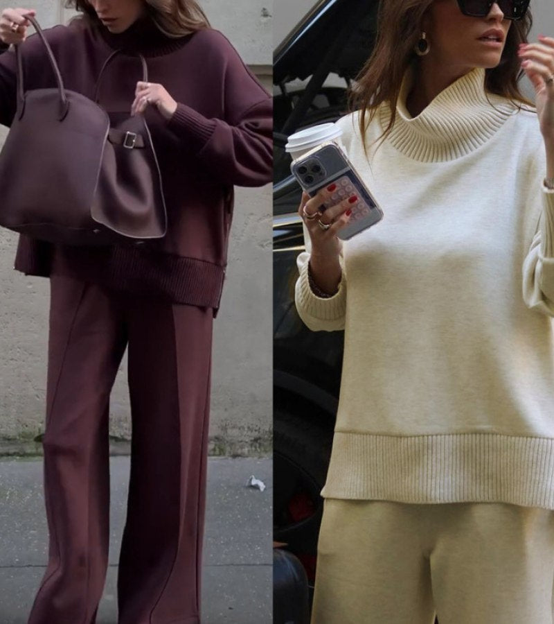 Ingeborg | High-Neck Top & Wide-Leg Trouser Set