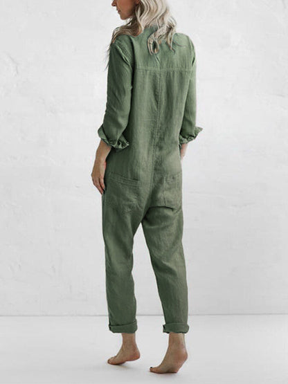 Renelle | Button-Front Utility Jumpsuit