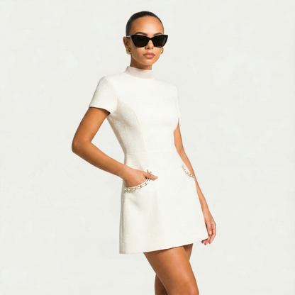 Anouk | Pearl-Trim Cocktail Mini Dress