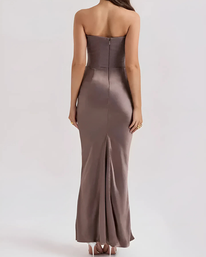 Estée | Strapless Draped Wedding Guest Maxi Dress