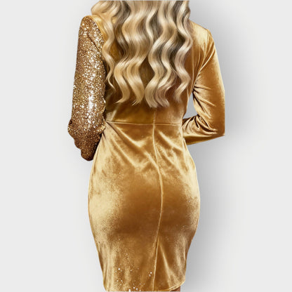 Antoinette | Asymmetric Long-Sleeve Cocktail Dress