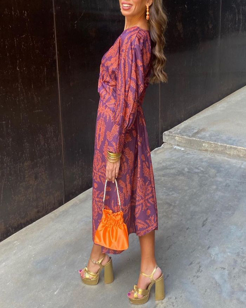 Seraphina | Draped Long Sleeve Wedding Guest Midi Dress