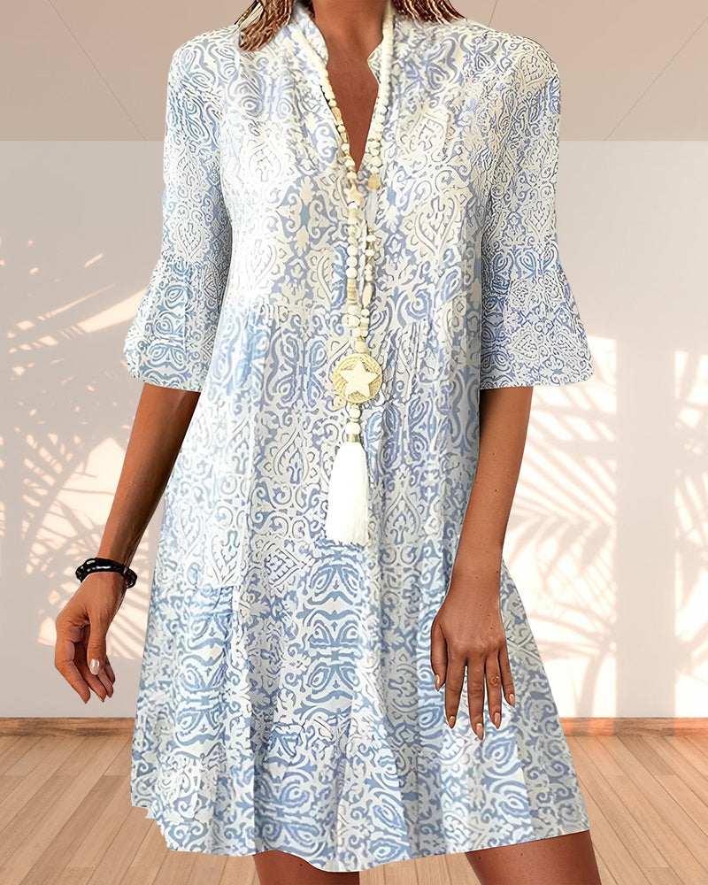 Sophie | Boho V Neck Flare Sleeve Mini Dress