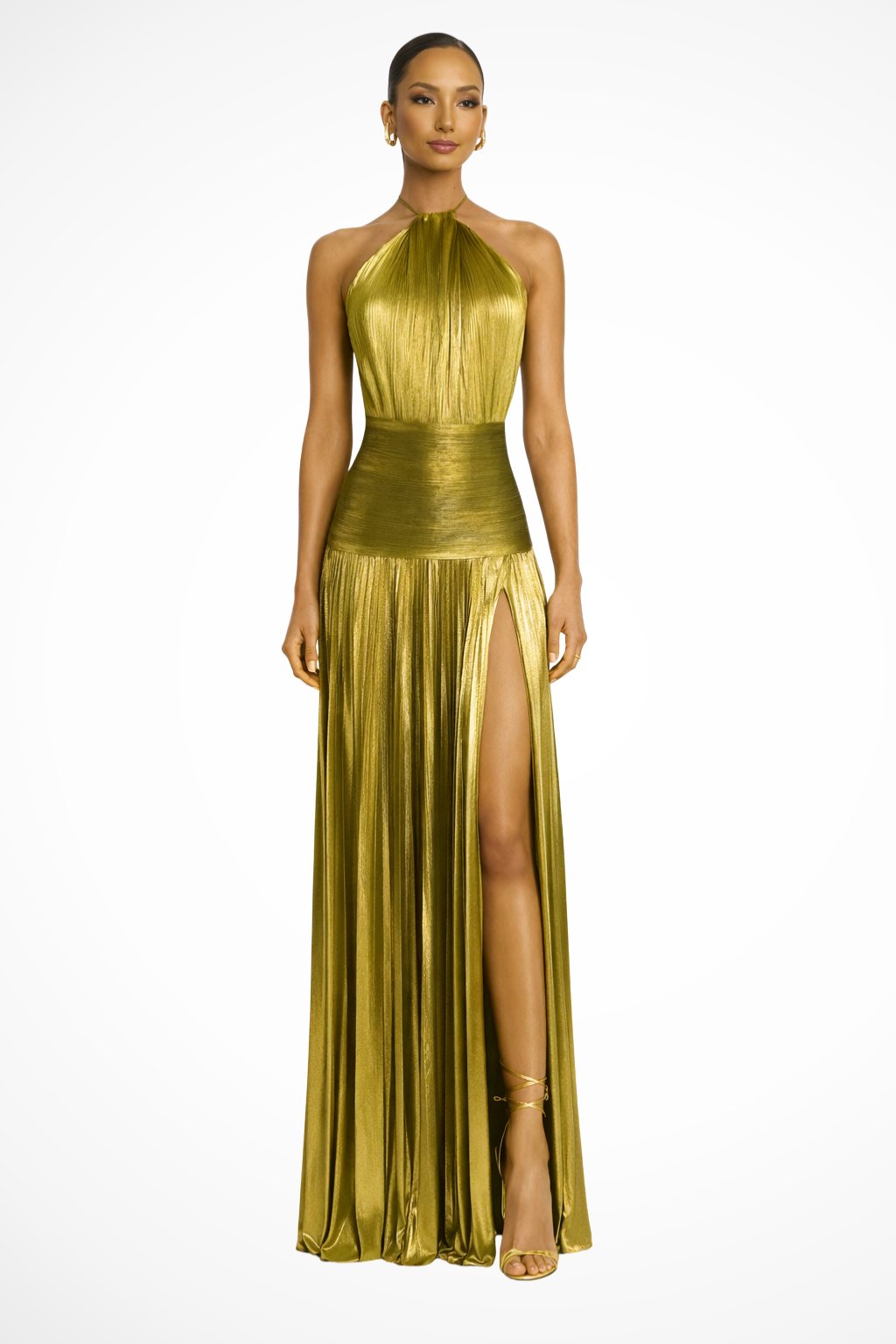 Serena | Pleated Halter Wedding Guest Maxi Dress