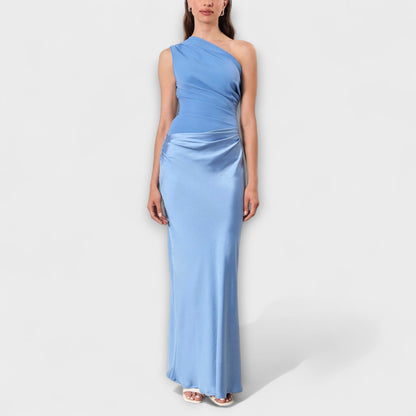 Vivienne | One Shoulder Pleated Asymmetric Prom Maxi Dress