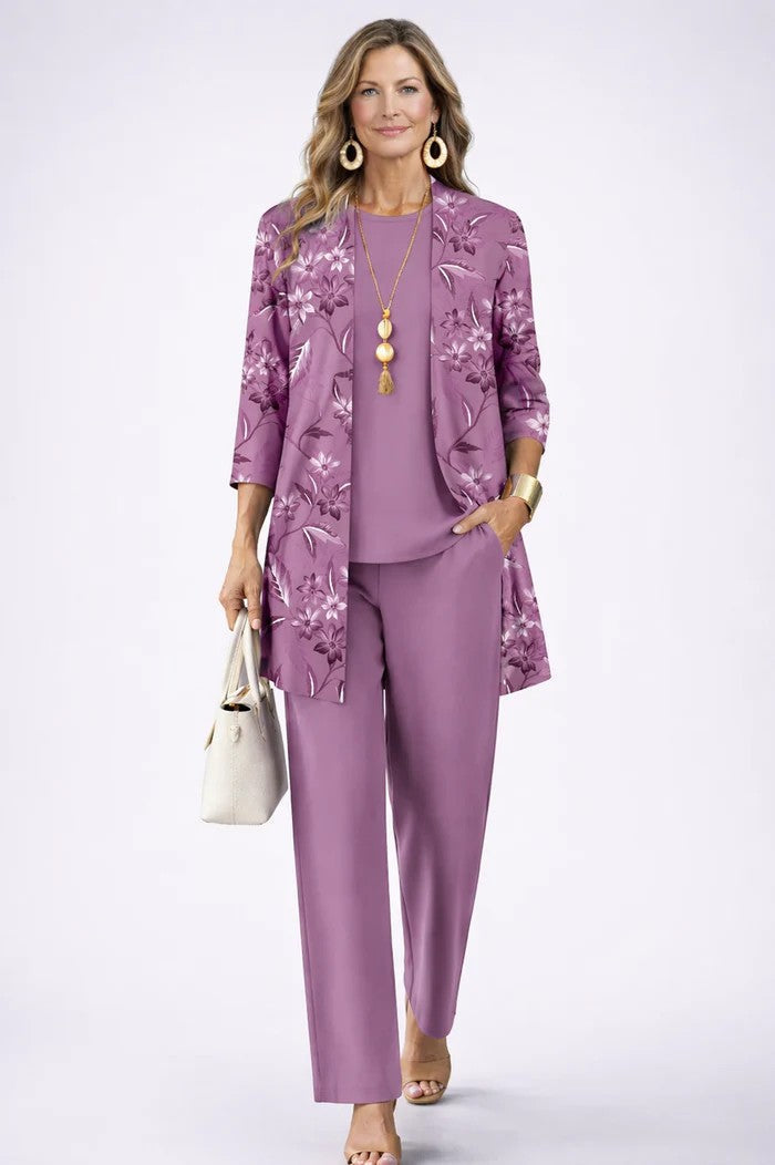 Margaret | Three-Piece Cardigan, Top & Trouser Set