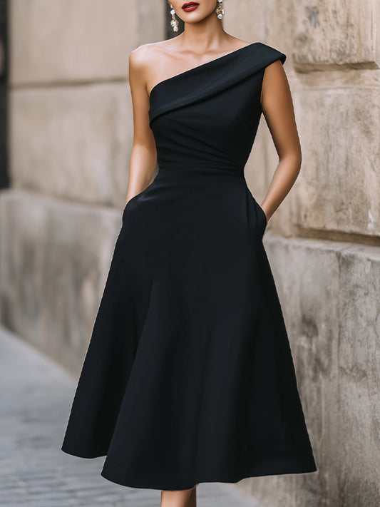 Seraphine | One-Shoulder Midi Cocktail Dress