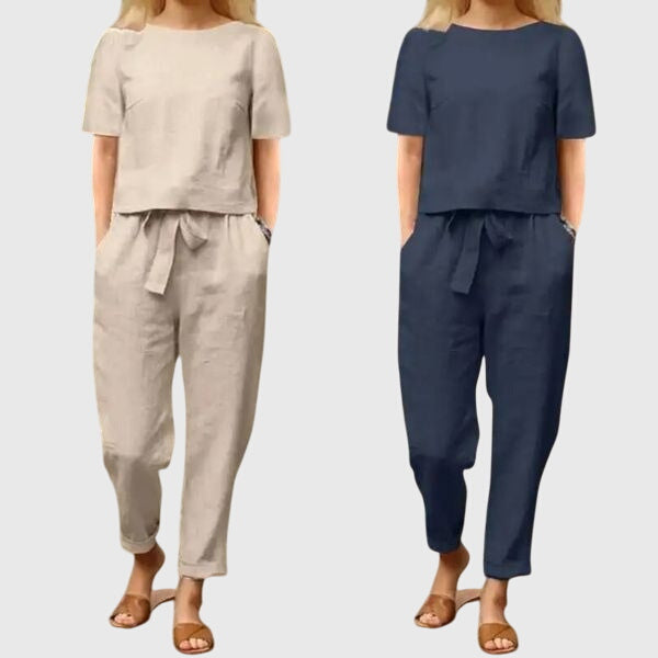 Roselia | Short Sleeve Top & Tie Waist Pants Set