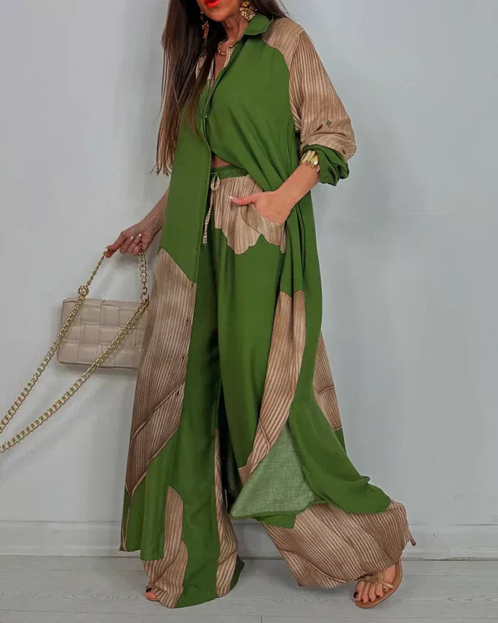 Calista | Collared Shirt & Wide-Leg Pants Set