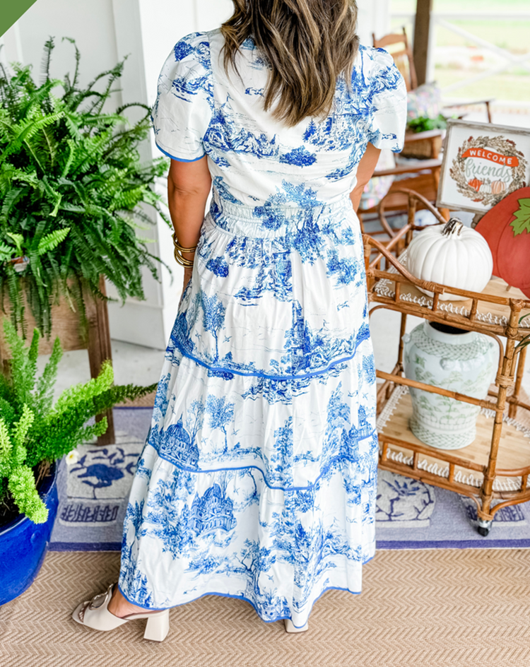 Elviana | Toile Smocked Maxi Dress