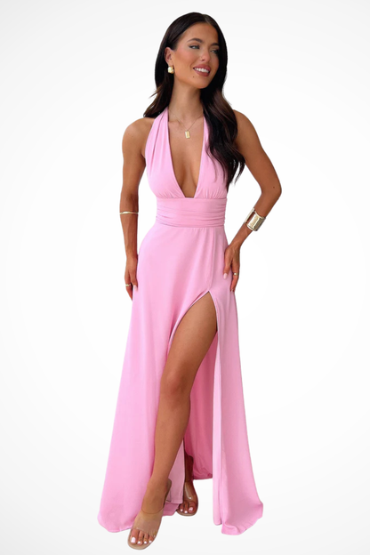 Seraphina | Halter High Slit Evening Maxi Dress