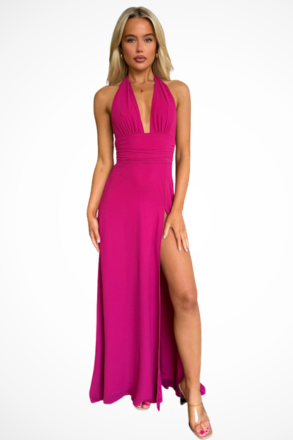 Seraphina | Halter High Slit Evening Maxi Dress