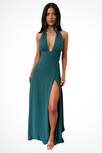 Seraphina | Halter High Slit Evening Maxi Dress