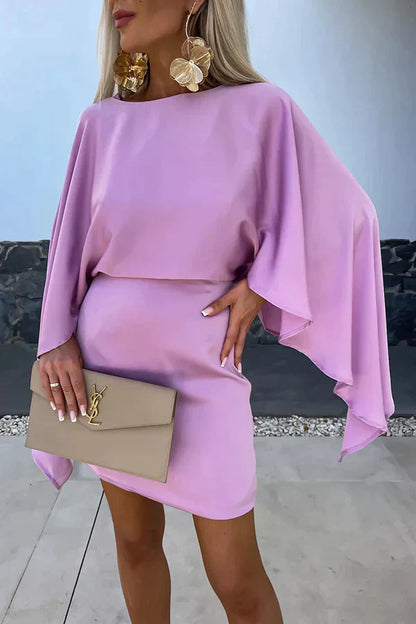 Calandra | Cape Sleeve Mini Cocktail Dress