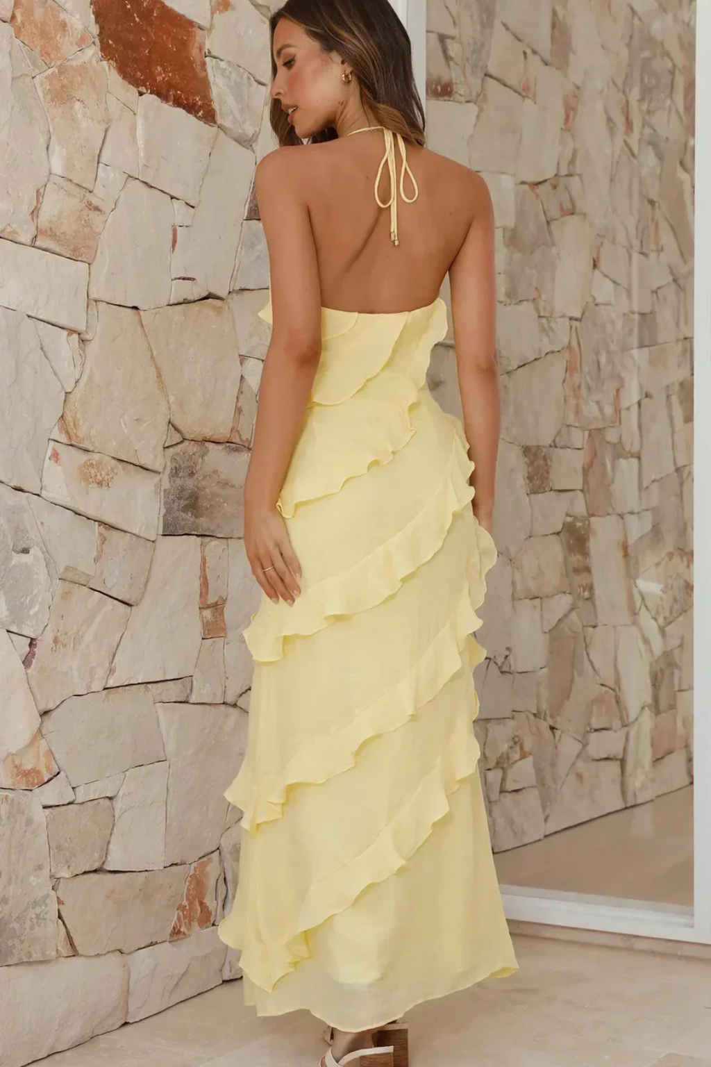 Freya | Halter Ruffle Summer Maxi Dress